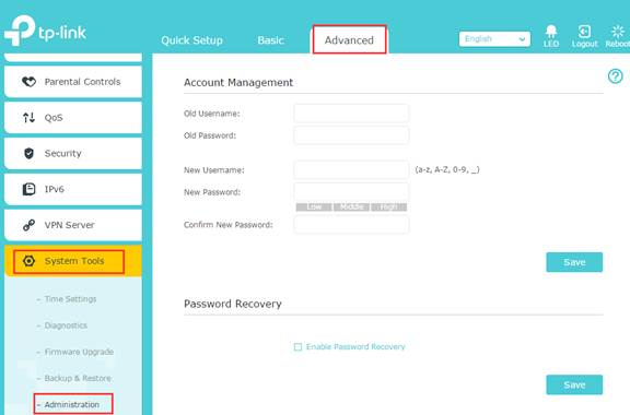 How do I change my TP-Link extender username and password?